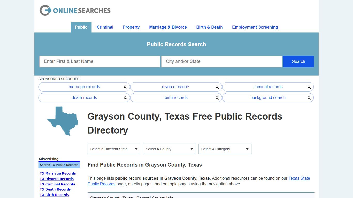 Grayson County, Texas Public Records Directory