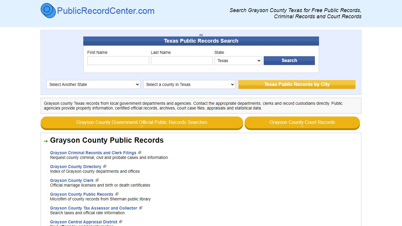 Grayson County Texas Free Public Records - Court Records ...